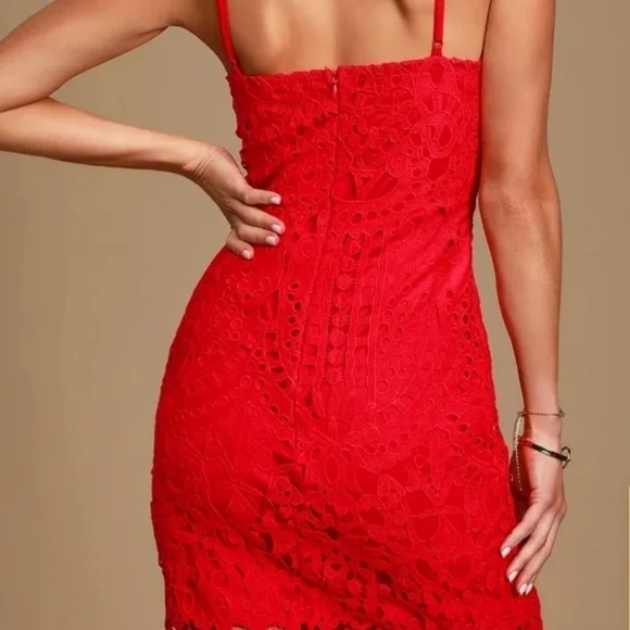 LULU'S Perfect Love Red Lace Mini Dress Sz. XL - Picture 3 of 8